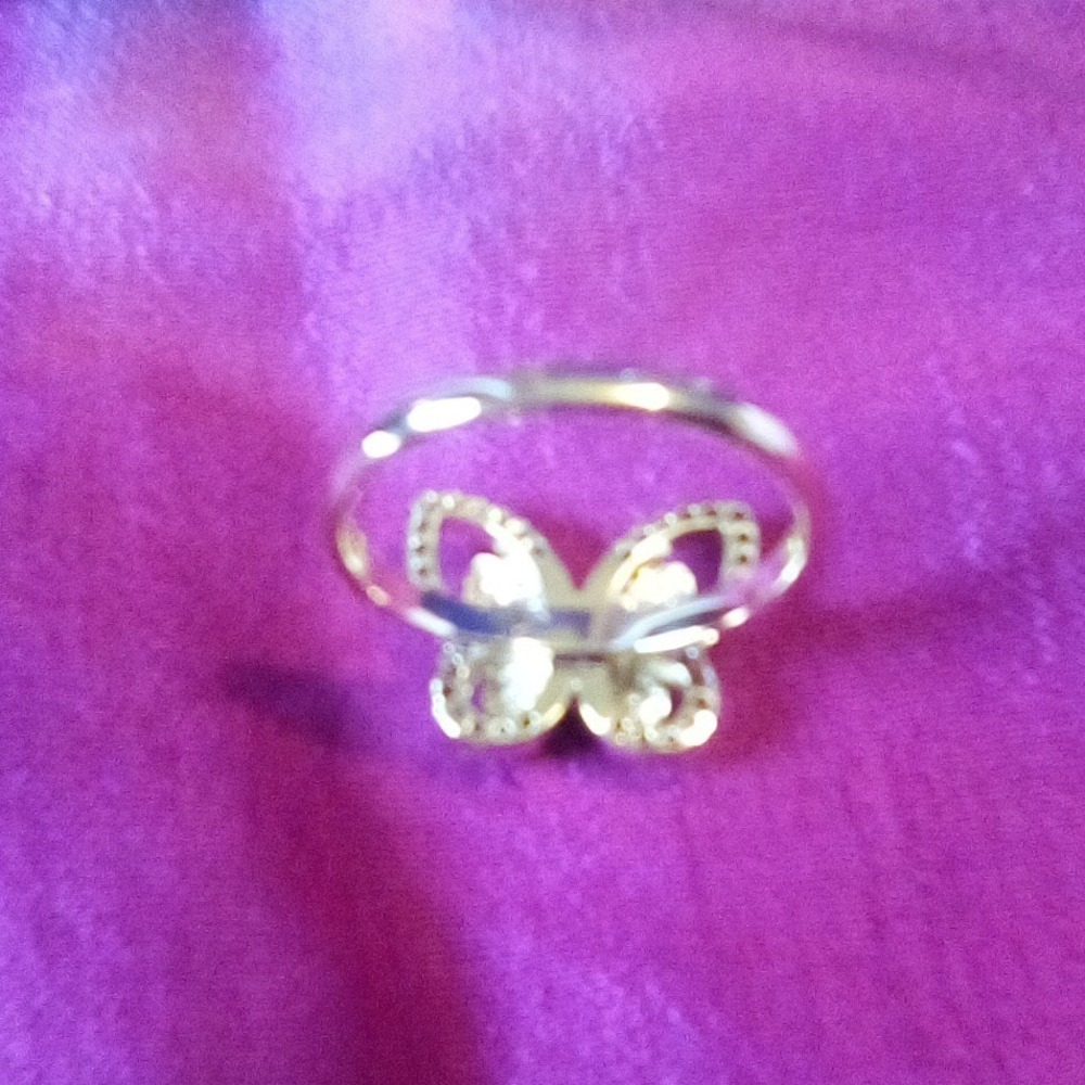 Charter Club Gold Plated Cubic Zirconia Mother of Pearl Mini Butterfly Ring  (5) - Picture 5 of 10